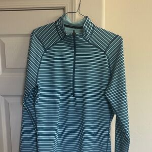 Patagonia Blue and White Striped 1/4 Zip